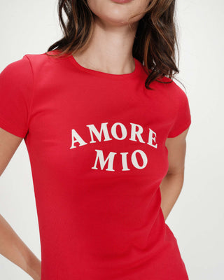 T-shirt ajusté en coton à imprimé velours rouge Valerio