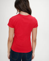 Fitted cotton T-shirt with velvet print rouge Valerio