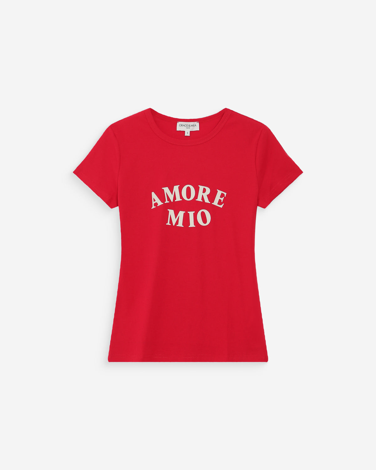 Fitted cotton T-shirt with velvet print rouge Valerio