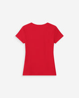 Fitted cotton T-shirt with velvet print rouge Valerio
