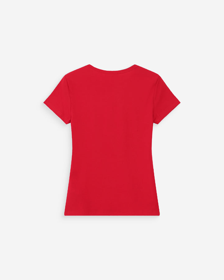 Fitted cotton T-shirt with velvet print rouge Valerio