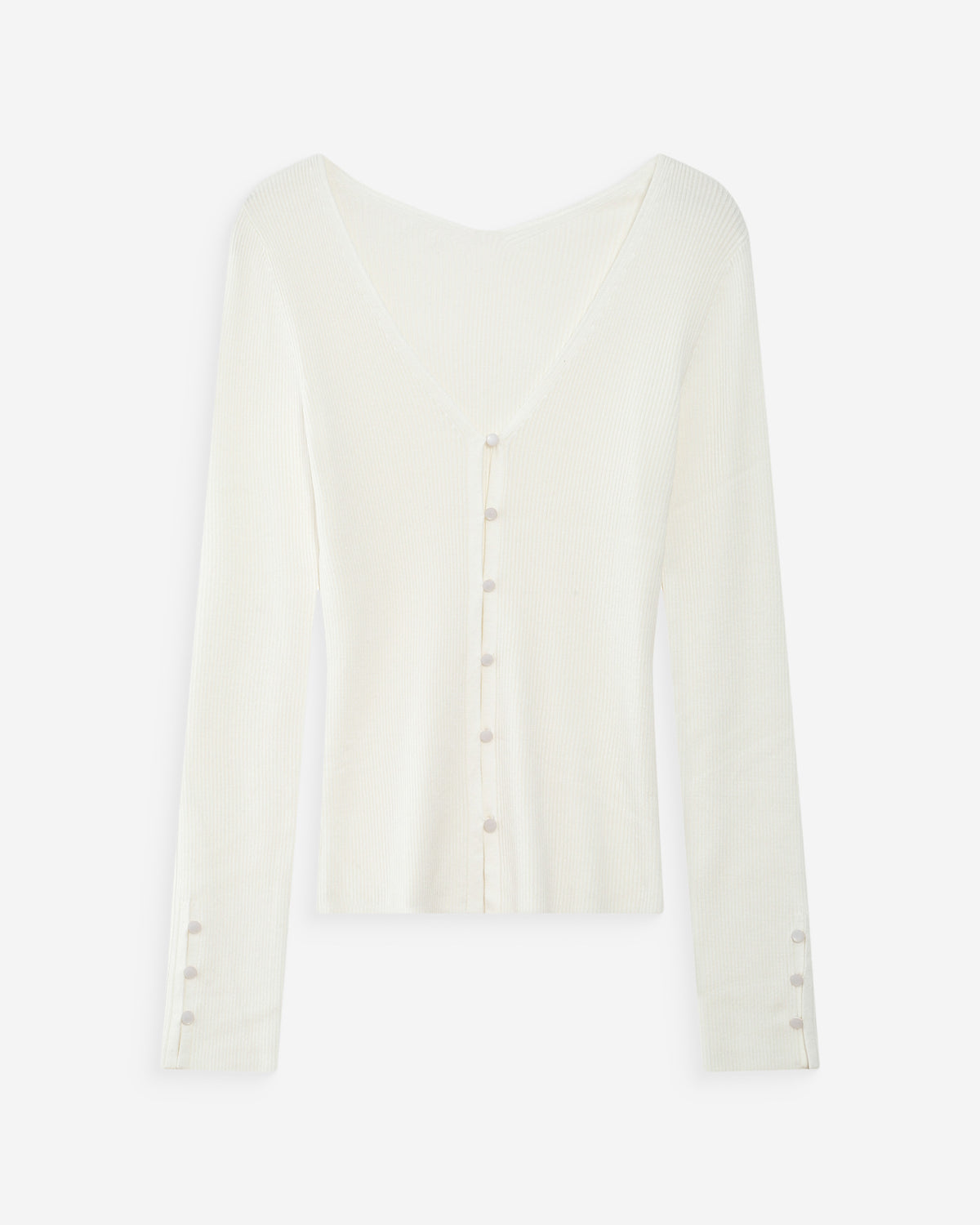 Cardigan ajusté col V manches longues ivoire Volage