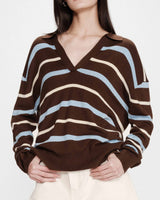 Pull oversize à col polo chocolat Vaporetto