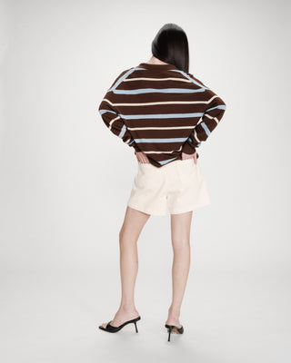 Pull oversize à col polo chocolat Vaporetto