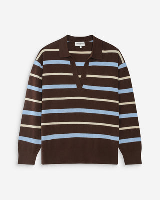 Pull oversize à col polo chocolat Vaporetto