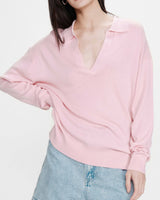Pull oversize à col polo rose Vaporetto