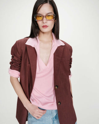 Jersey oversize con cuello polo rose Vaporetto