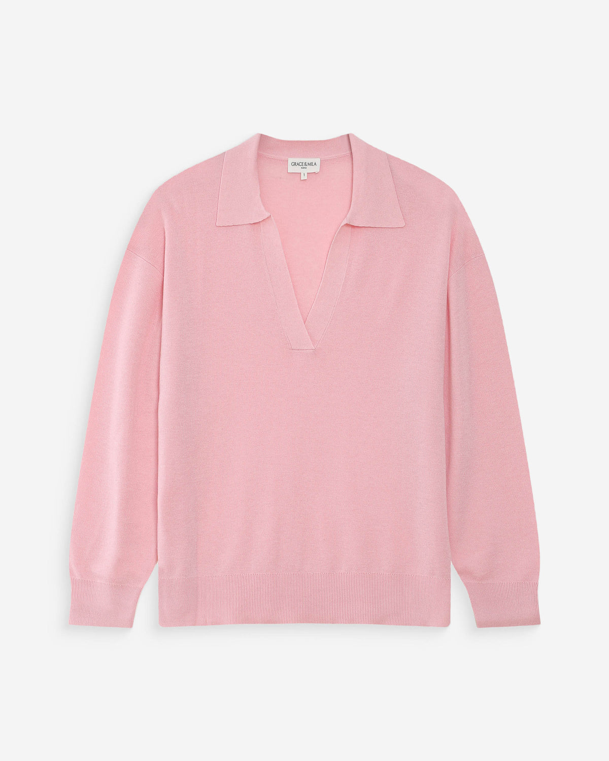 Pull oversize à col polo rose Vaporetto