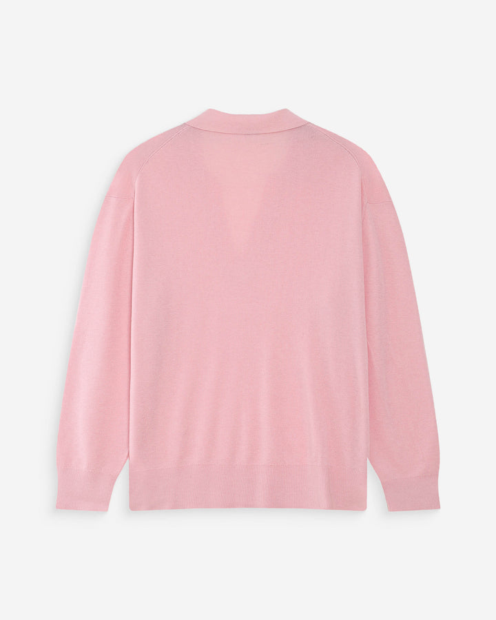 Pull oversize à col polo rose Vaporetto