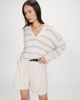 Pull oversize à col polo vanille Vaporetto