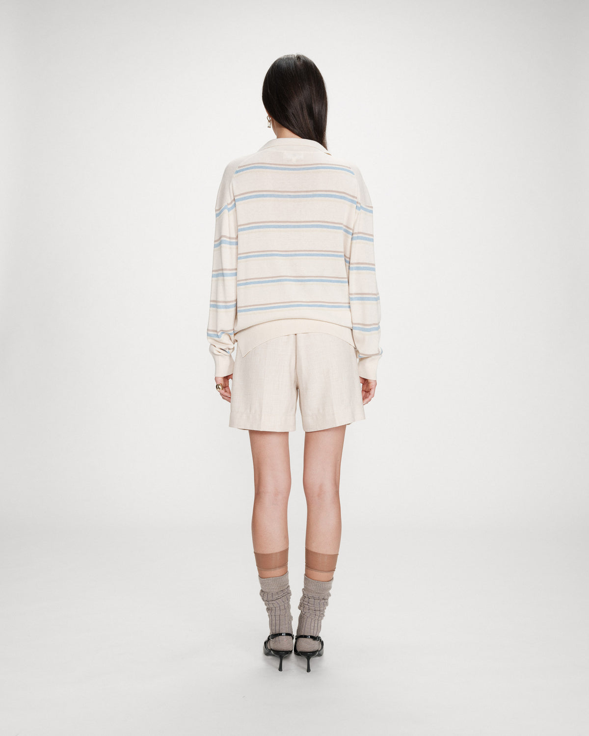 Pull oversize à col polo vanille Vaporetto