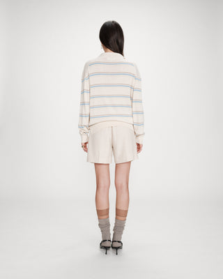 Pull oversize à col polo vanille Vaporetto
