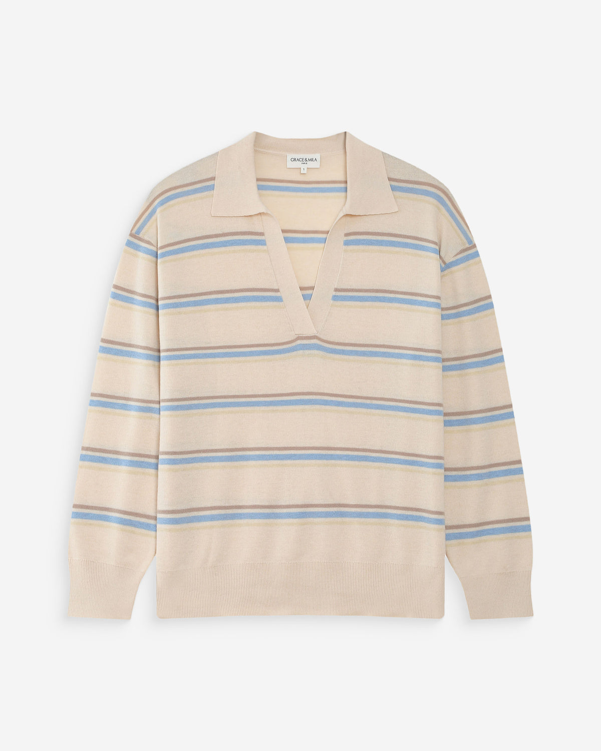 Pull oversize à col polo vanille Vaporetto