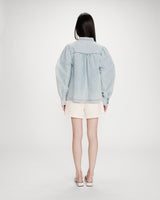 Straight long-sleeve denim blouse skyblue Valory