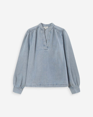 Blouse droite en denim manches longues skyblue Valory