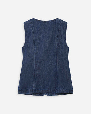 Veste cintrée en jean sans manches mediumblue Vallon