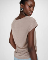 Top col V manches courtes en lurex grege Valsons