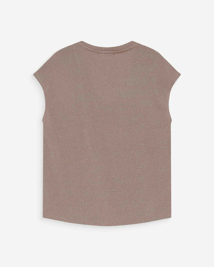Top col V manches courtes en lurex grege Valsons