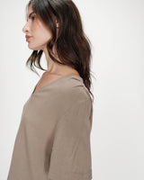 Fluid short-sleeve V-neck top kaki Violon