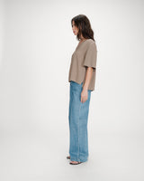 Fluid short-sleeve V-neck top kaki Violon