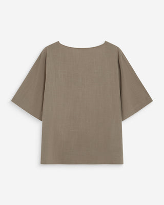 Fluid short-sleeve V-neck top kaki Violon