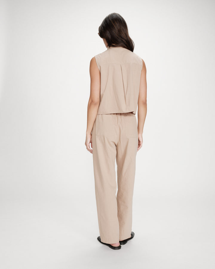 Chemise cintrée en coton à nouer devant sable Vero