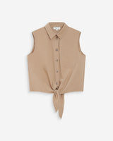 Chemise cintrée en coton à nouer devant sable Vero