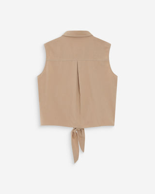 Chemise cintrée en coton à nouer devant sable Vero