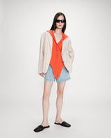 Fitted cotton shirt with tie front sanguine Vero