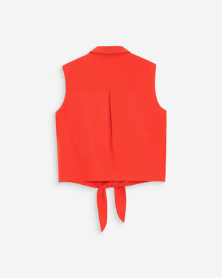 Fitted cotton shirt with tie front sanguine Vero