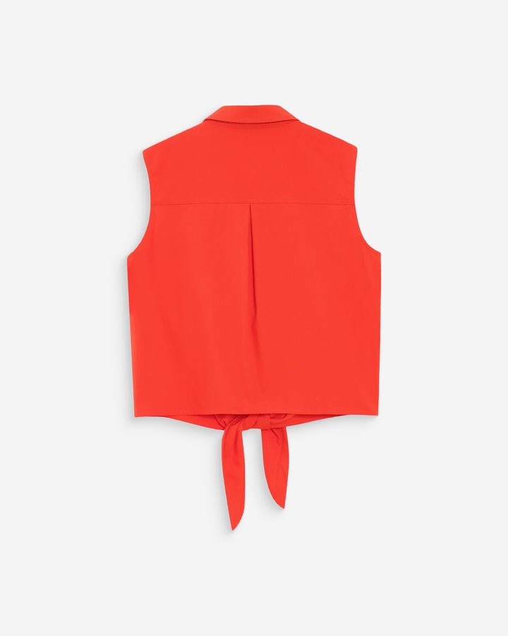 Fitted cotton shirt with tie front sanguine Vero