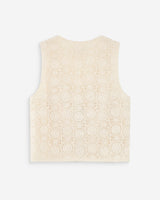 Crochet V-neck top with tie ecru Vony