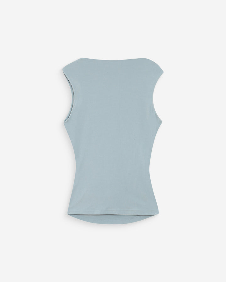 Draped sleeveless high-neck top ciel Valley
