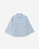 Chemise courte à rayures manches 3/4 ciel Voice