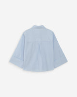 Chemise courte à rayures manches 3/4 ciel Voice
