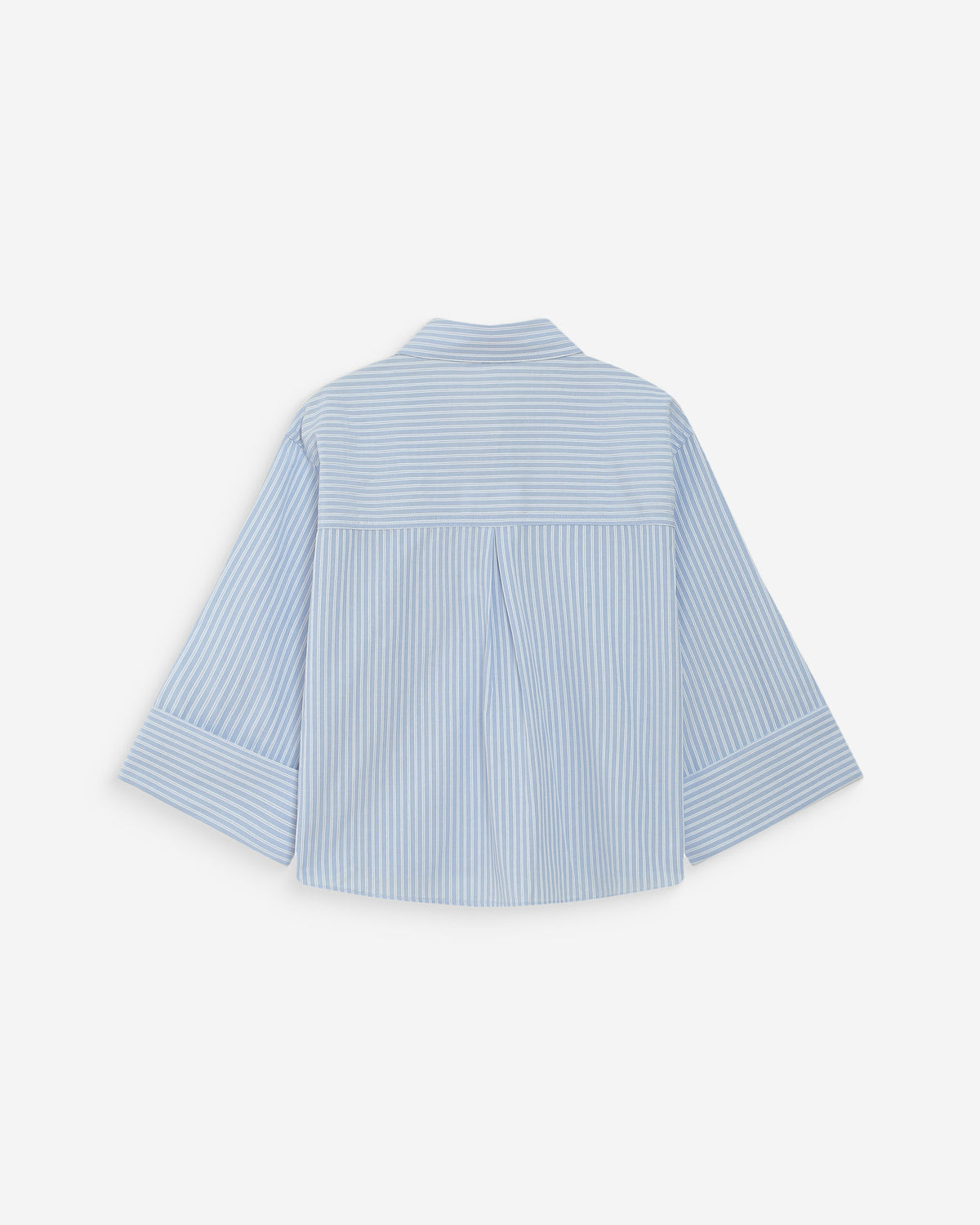 Chemise courte à rayures manches 3/4 ciel Voice