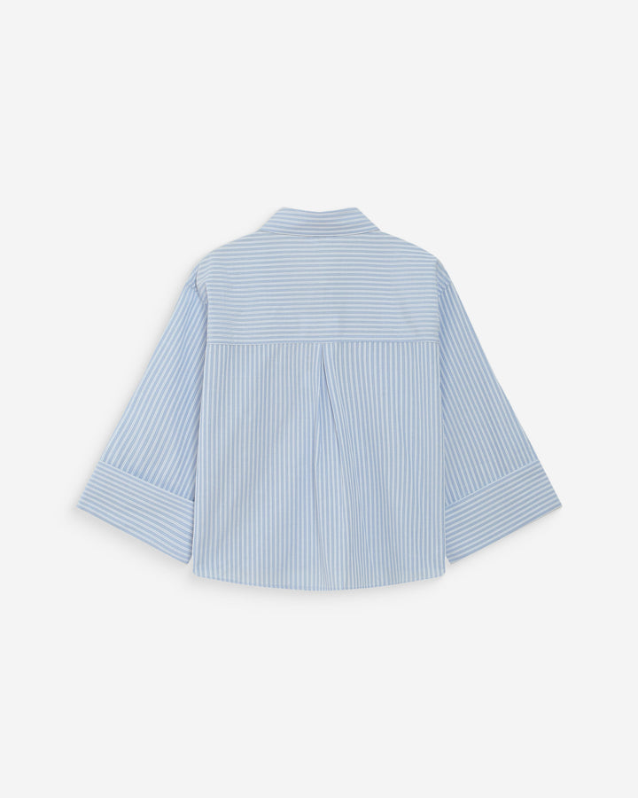 Chemise courte à rayures manches 3/4 ciel Voice