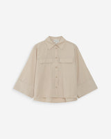 Chemise courte à rayures manches 3/4 sable Voice