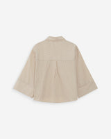 Chemise courte à rayures manches 3/4 sable Voice