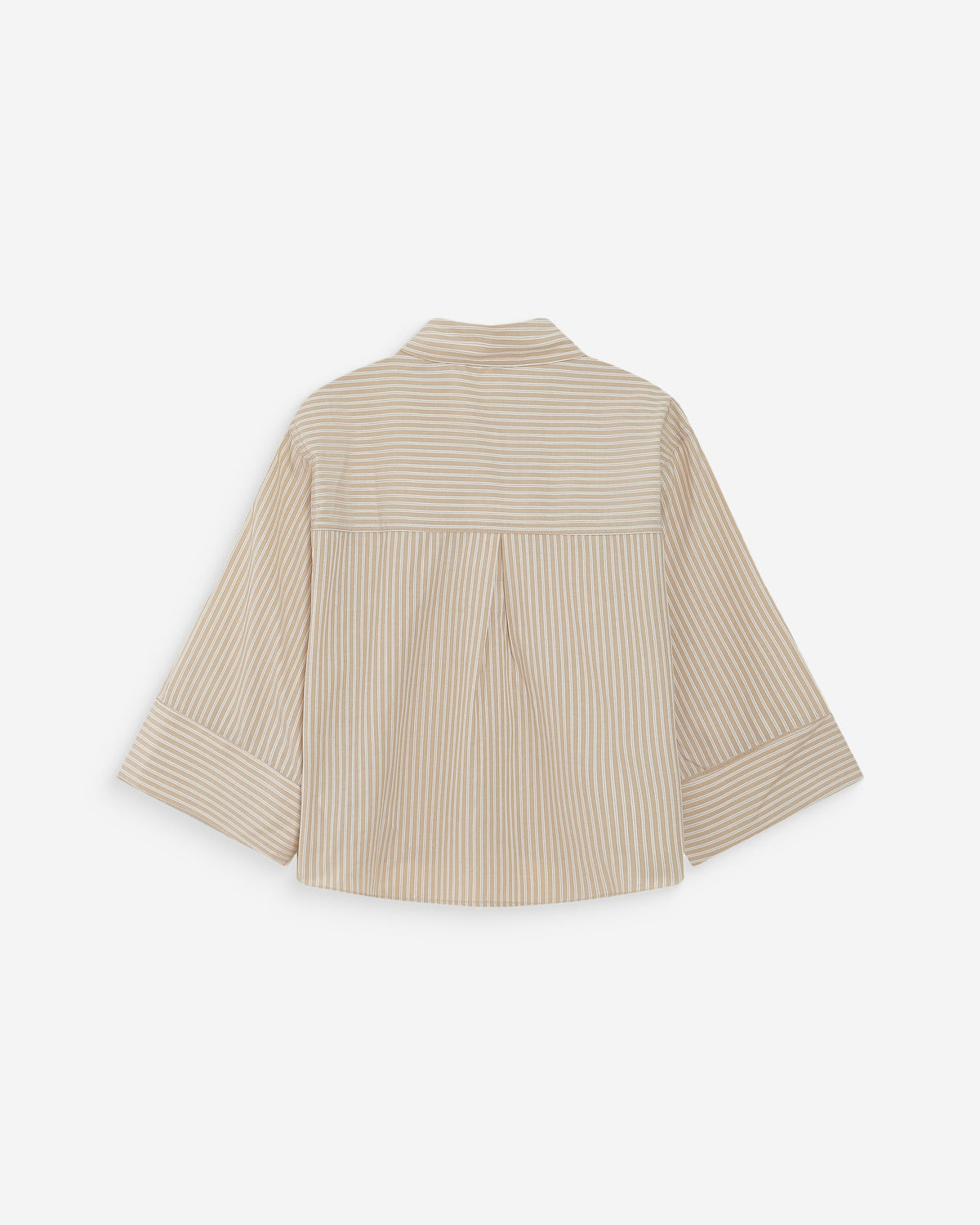 Chemise courte à rayures manches 3/4 sable Voice