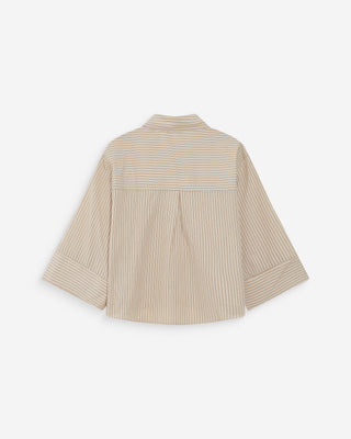 Chemise courte à rayures manches 3/4 sable Voice