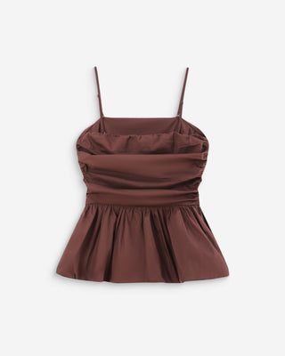 Top péplum bustier à encolure carrée chocolat Valo