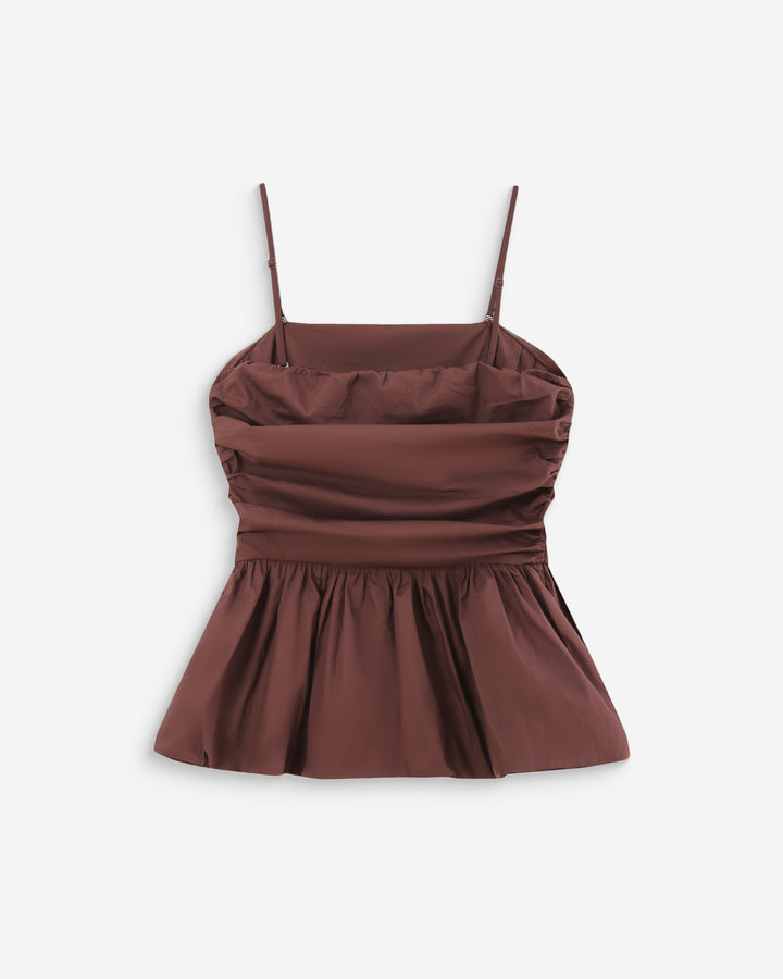 Top péplum bustier à encolure carrée chocolat Valo