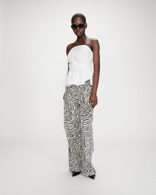 Top péplum bustier à encolure carrée ivoire Valo