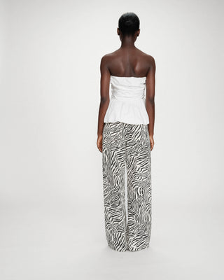 Top péplum bustier à encolure carrée ivoire Valo