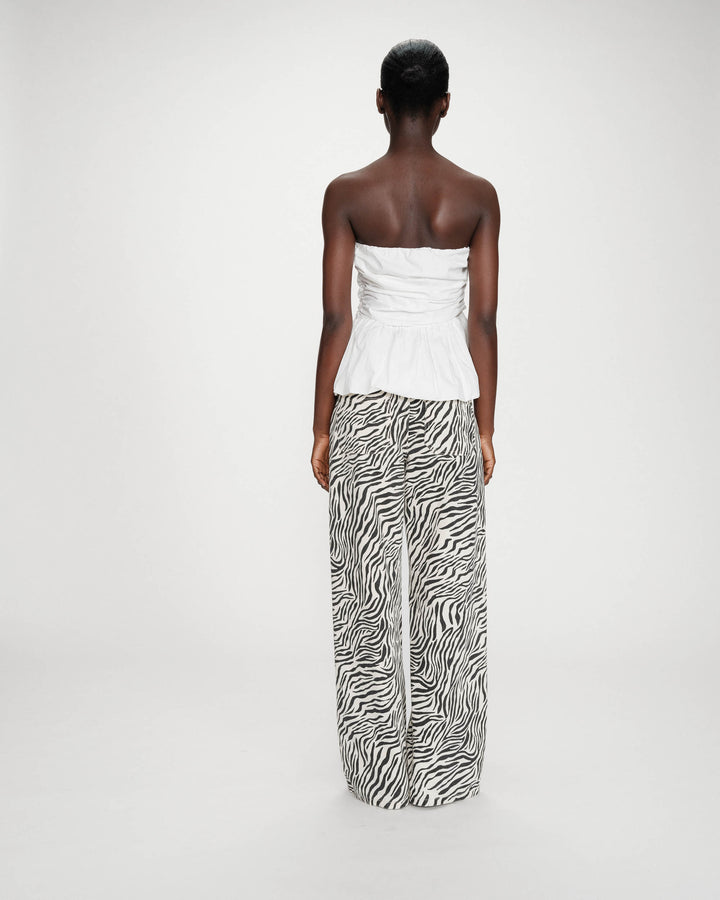 Top péplum bustier à encolure carrée ivoire Valo