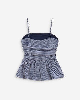 Top péplum bustier à encolure carrée marine Valo