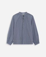 Blouse à carreaux en coton col V oversize marine Varry