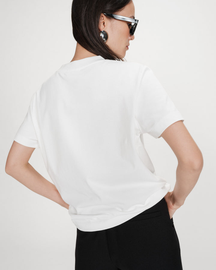 T-shirt en coton manches courtes ivoire Vanders