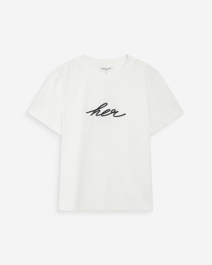 T-shirt en coton manches courtes ivoire Vanders